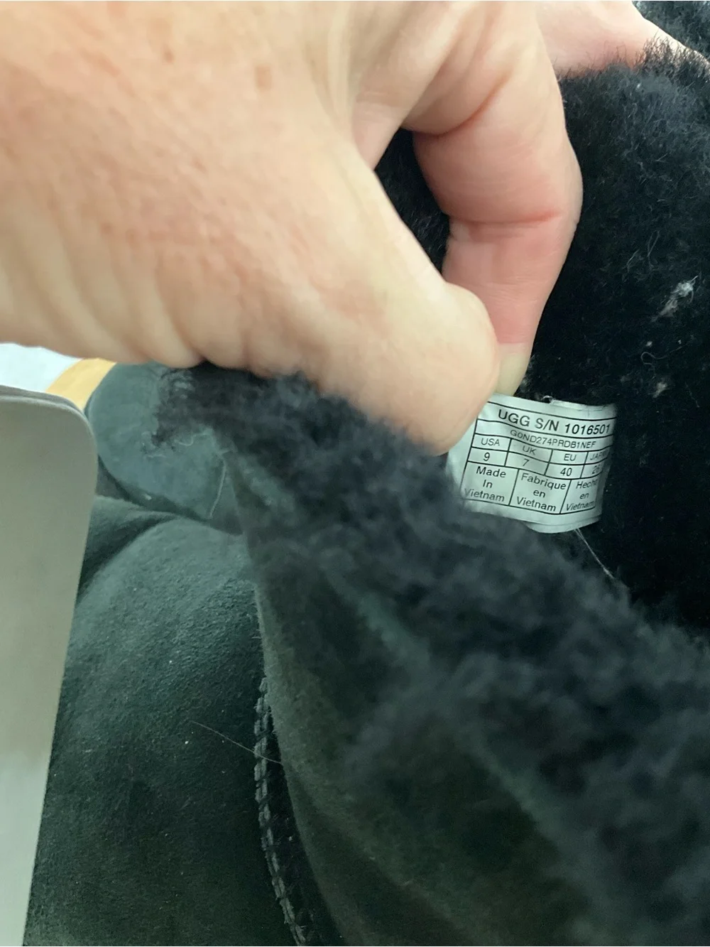 UGG Black Suede Shearling Short Boot Slippers